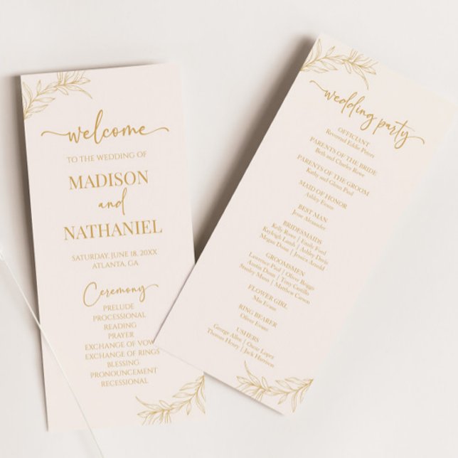 Programa Casamento de Folha de Leaf Dourada de Beige minima (Criador carregado)