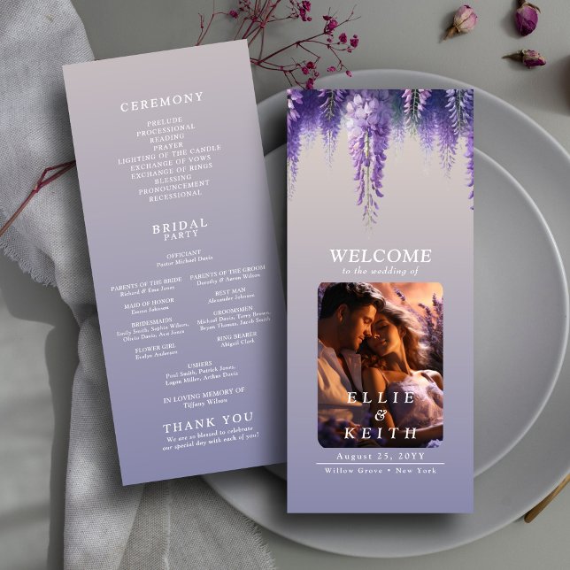 Programa Casamento de Foto Floral Purple Gradiente Whimsica (Criador carregado)