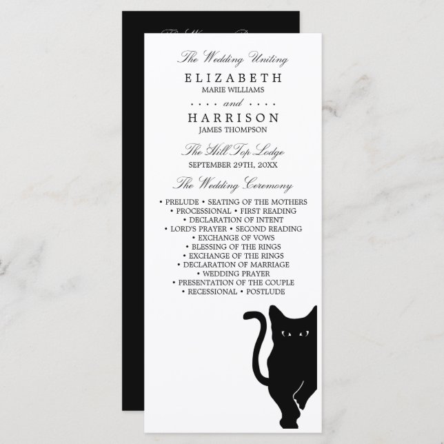 Programa Casamento de Gatos Negra Brancos Modernos (Frente/Verso)