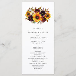 Programa Casamento De Girassol Floral Rustic Fall