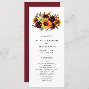 Programa Casamento De Girassol Floral Rustic Fall