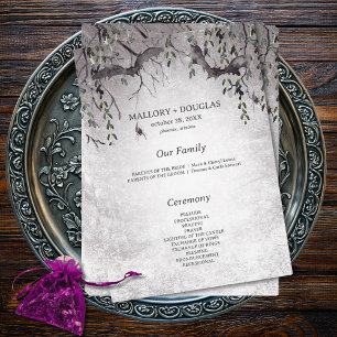 Programa Casamento de Halloween Rustic Black & Burgundy