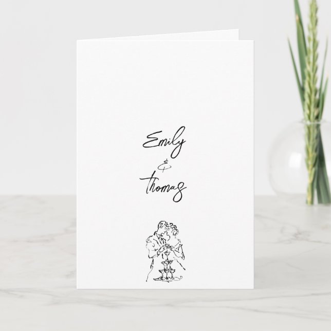 Programa Casamento de Ilustração Desenhada à Mão com Tinta  (Frente)