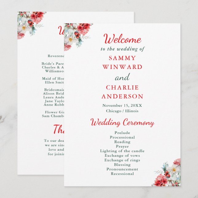 Programa Casamento de Inverno com Flora Elegante (Frente/Verso)