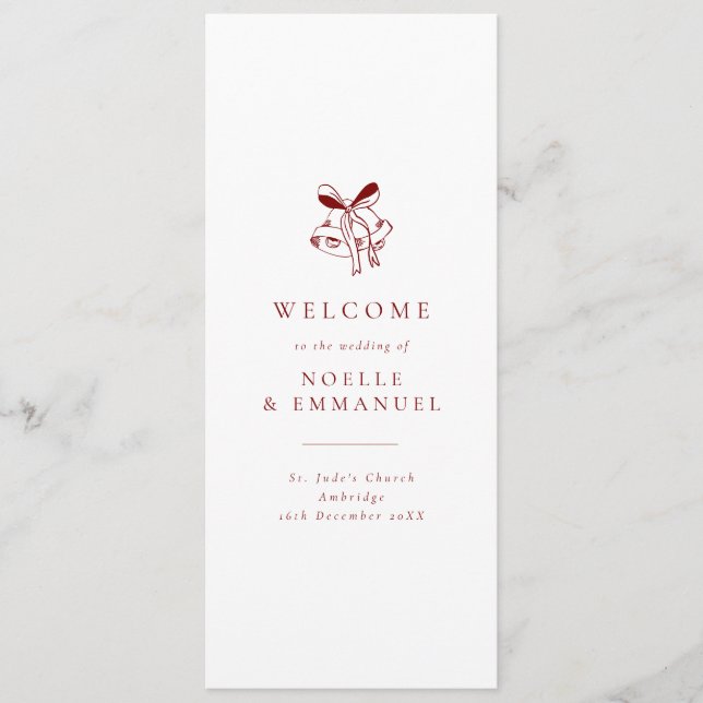 Programa Casamento de Inverno com Sininhos de Natal Vermelh (Frente)