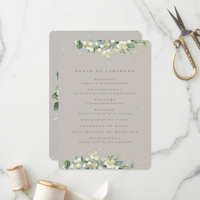 Programa Casamento de Inverno Elegante Greige Snowberry+Euc (Frente/Verso In Situ)