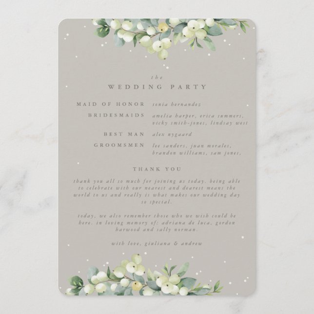 Programa Casamento de Inverno Elegante Greige Snowberry+Euc (Verso)
