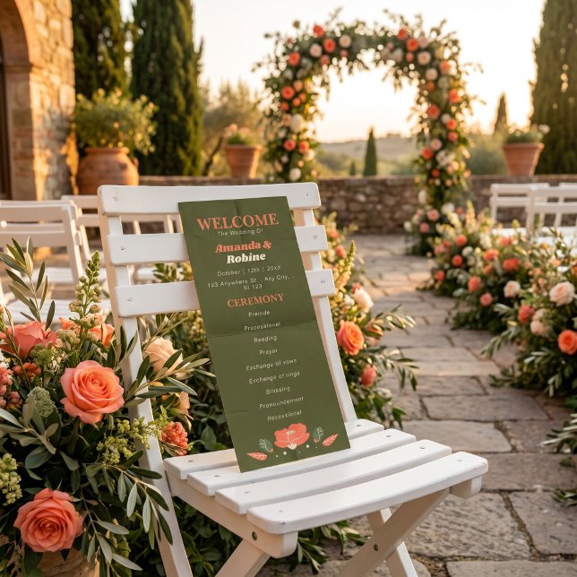 Programa Casamento de Jardim Vintage Floral Retro (Criador carregado)