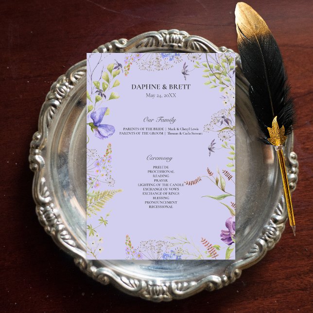 Programa Casamento de Lavanda Silvestre Salvia Rústica Lava (Rustic Lavender & Sage Wildflowers Lavender Wedding Program)