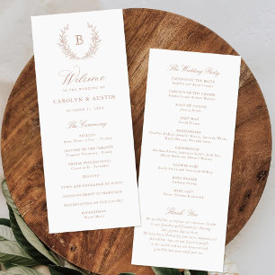 Programa Casamento de Monograma de Laurel Wreath Crest Eleg