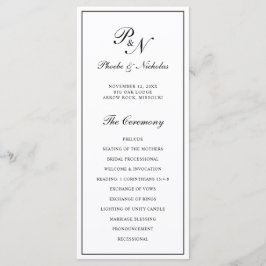 Programa Casamento de Monograma Formal Preto e Branco