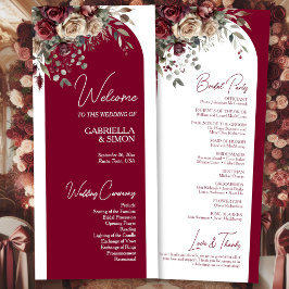 Programa Casamento de Na moda de Rosa de Burgundy e Cream