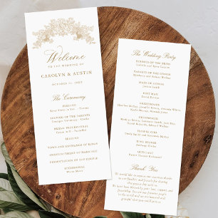 Programa Casamento de Ornament Floral do Elegante Ouro Vint