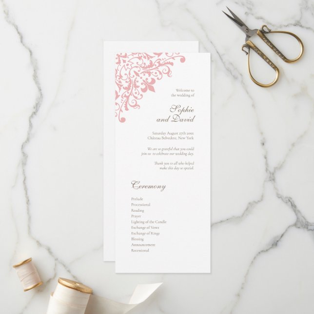 Programa Casamento de Padrão da Regência Francesa Rosa Fleu (Frente/Verso In Situ)