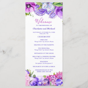 Programa Casamento de Paisley Chic Modern Boho com Púrpura
