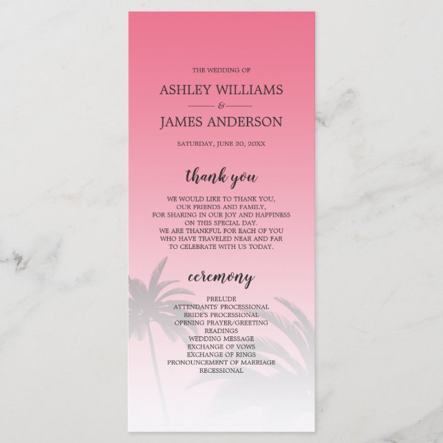 Programa Casamento de Praia Tropical de Palma Rosa (Frente)