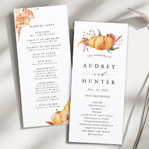 Programa Casamento de Pumpkin Floral Dourado Rústico Queda