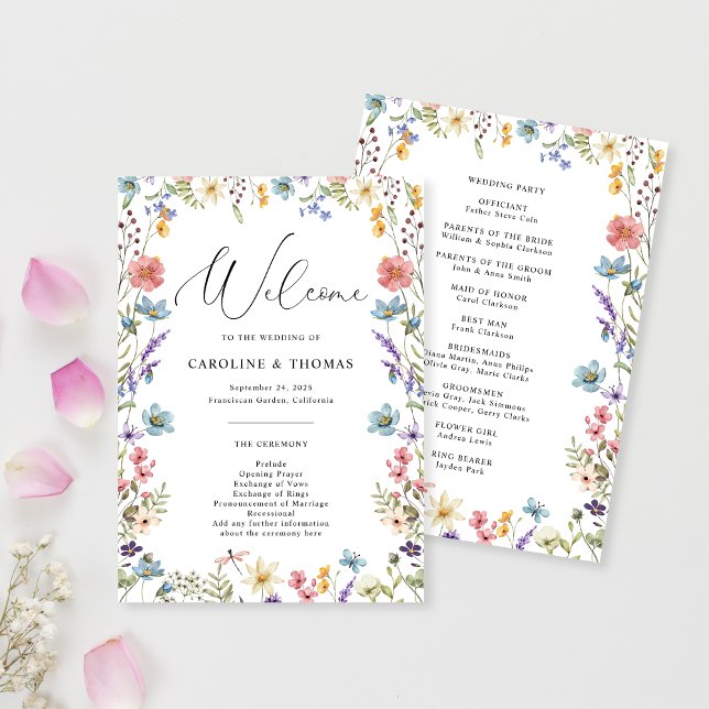 Programa Casamento de Script de Flor Selvagem Elegante (Criador carregado)
