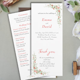 Programa Casamento de Script de rosas rosa botânica Elegant