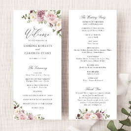 Programa Casamento de Script Elegante de Mauve Blush Greene