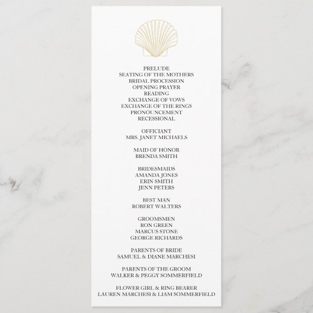 Programa Casamento de Seashell Minimalista (Frente)