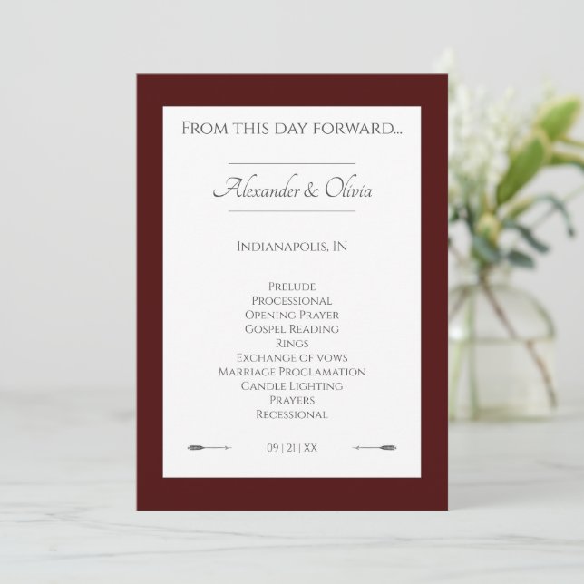 Programa Casamento de setas minimalista | Vermelho (Em pé/Frente)