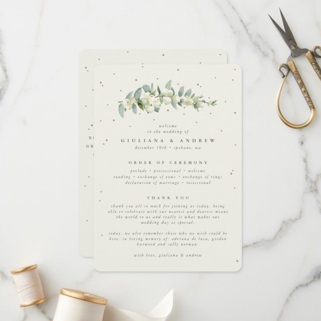 Programa Casamento de Snowberry Creme Elegante + Caule de E (Frente/Verso In Situ)