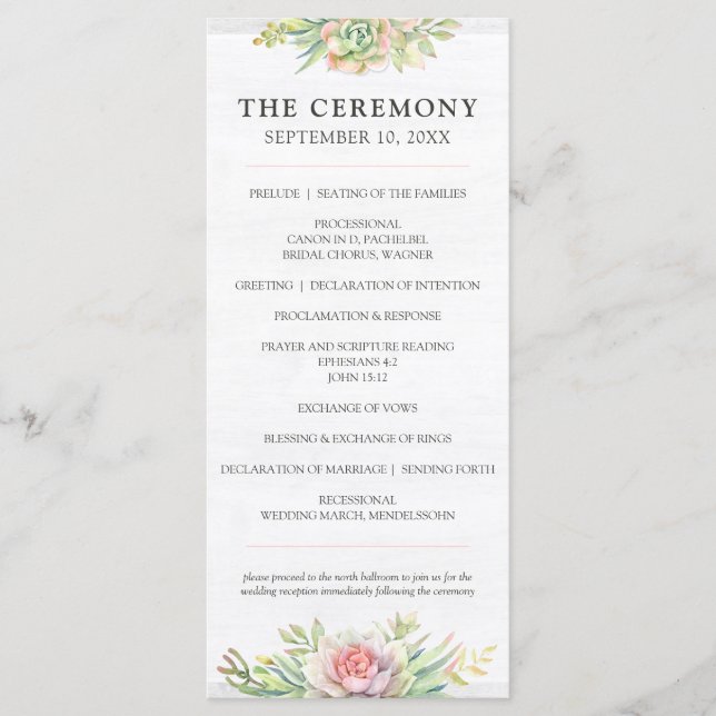 Programa Casamento de Suculentas Desérticas Cactos Aquarela (Frente)