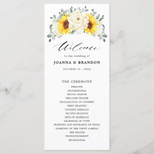 Programa Casamento de Sunflower Ivory Peony Floral Eucalypt