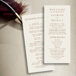 Programa Casamento de Tipografia Moderna de Elegant Dusty B