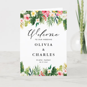 Programa Casamento de Verão com Flores Tropicais de Aquarel