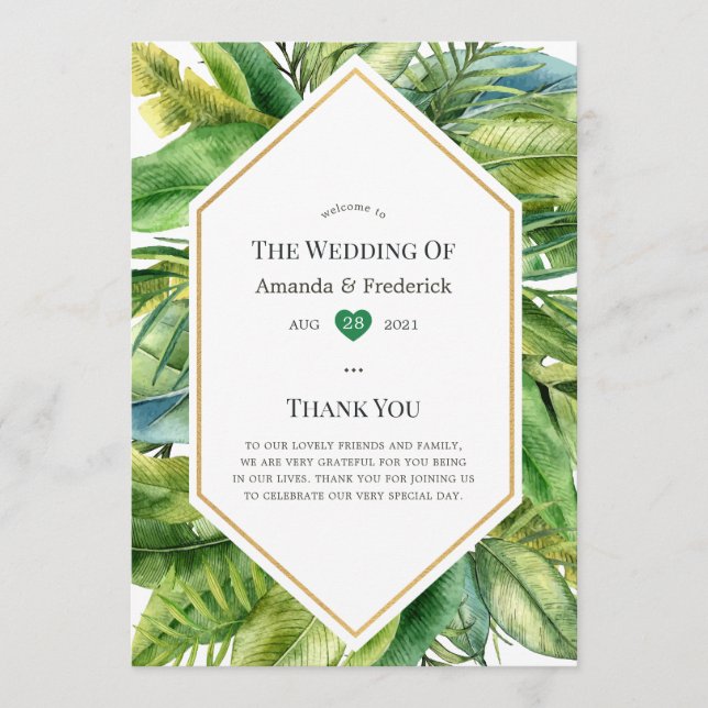 Programa Casamento de Verão Tropical à Beira-Mar em Aquarel (Frente)