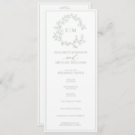 Programa Casamento do Monograma de Folha Verde de Sábio Mod