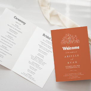 Programa Casamento Dobrado de Flores Silvestres Terracota M