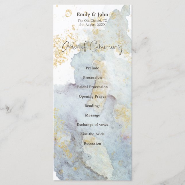 Programa Casamento Dourado de Script Castanho  de Ombre Azu (Frente)