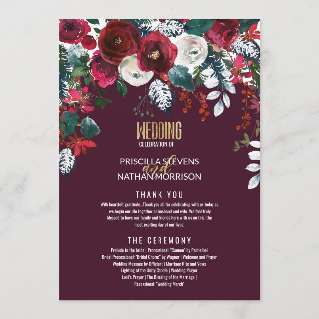 Programa Casamento Dourado do Acordo Floral de Marfim Verme (Frente)