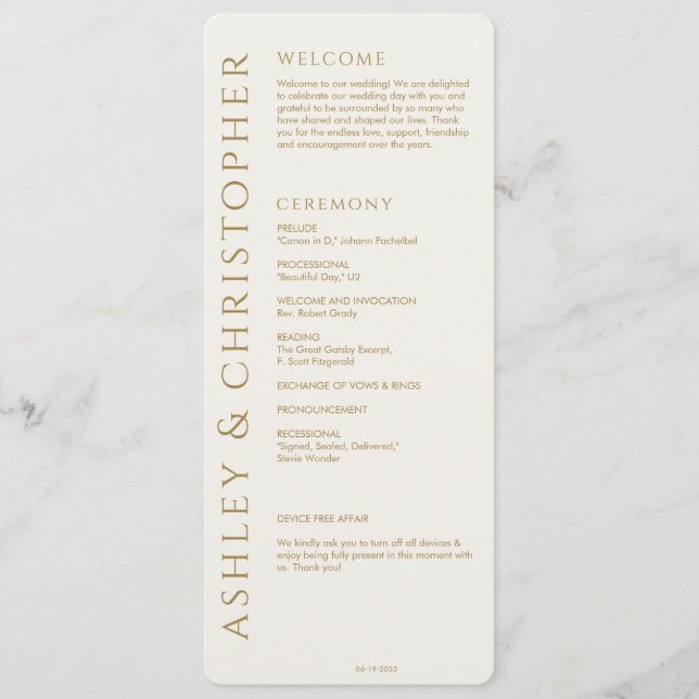 Programa Casamento Dourado Elegante (Frente)