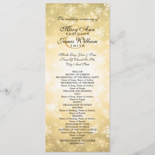 Programa Casamento Dourado Winter Wonderland Spark (Frente)