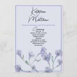 Programa Casamento Dusty Blue Floral Watercolor