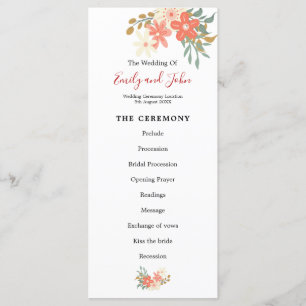 Programa Casamento Elegante Ambrose Coral Florals