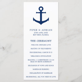 Programa Casamento Elegante Azul Marinho Ancorante Náutico