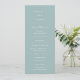 Programa Casamento Elegante Azul Simples Muted