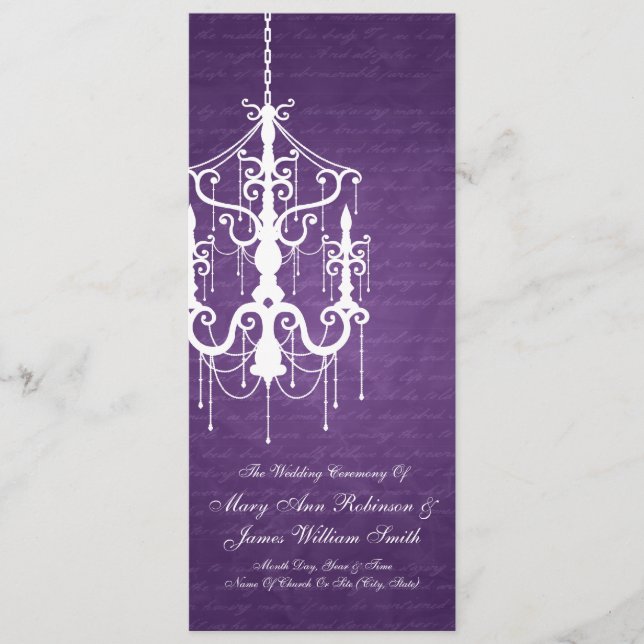 Programa Casamento Elegante Chandelier Purple (Frente)