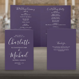 Programa Casamento Elegante com Letra de Assinatura Roxa