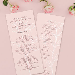 Programa Casamento Elegante Cor-de-Rosa Floral Moderno