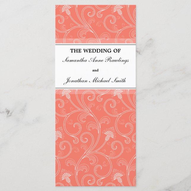 Programa Casamento - Elegante Coral Orange Victori (Frente)