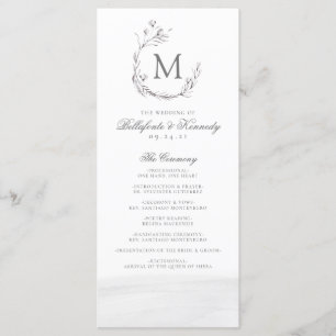 Programa Casamento elegante da grinalda da aguarela do