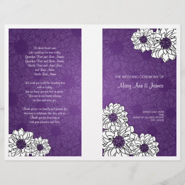 Programa Casamento Elegante Dahlia Floral Purple (Frente)