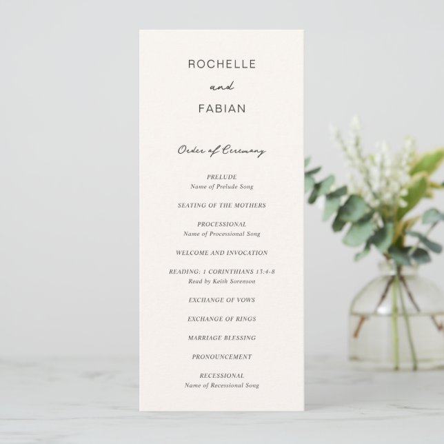 Programa Casamento Elegante de Creme Simples (Em pé/Frente)