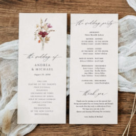 Programa Casamento Elegante de Outono com Flores Silvestres